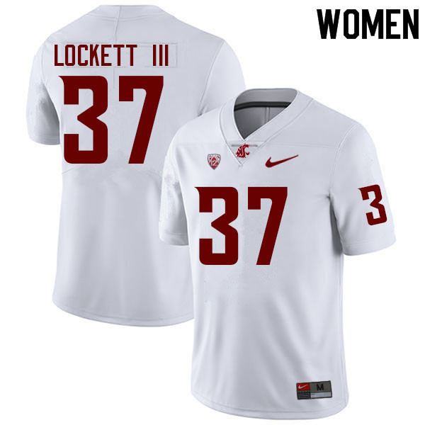 Women #37 Sam Lockett III Washington State Cougars College Football Jerseys Sale-White